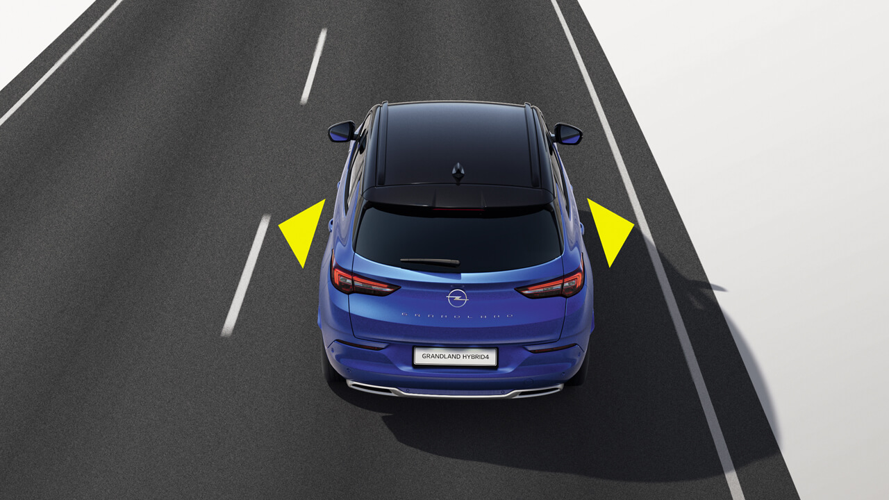 Opel Grandland - Inovace - Asistent jízdy v pruzích a upozornění na vyjetí z pruhu Opel Grandland